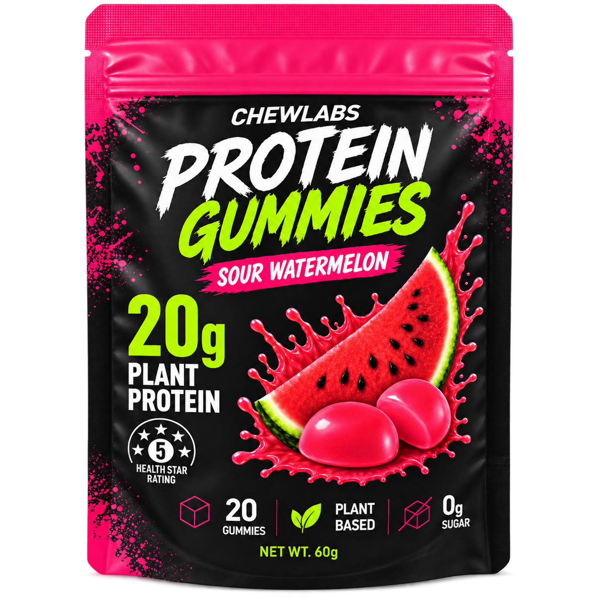 CHEWLABS Sour Watermelon Protein Gummies – 1 Bag